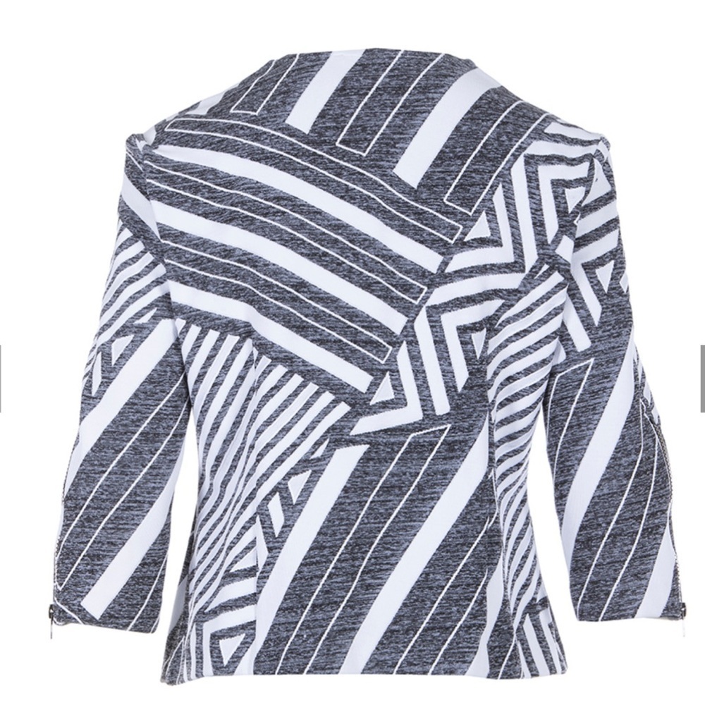 Joseph Ribkoff Structured Geometric Zip Jacket - Picture 2 of 12